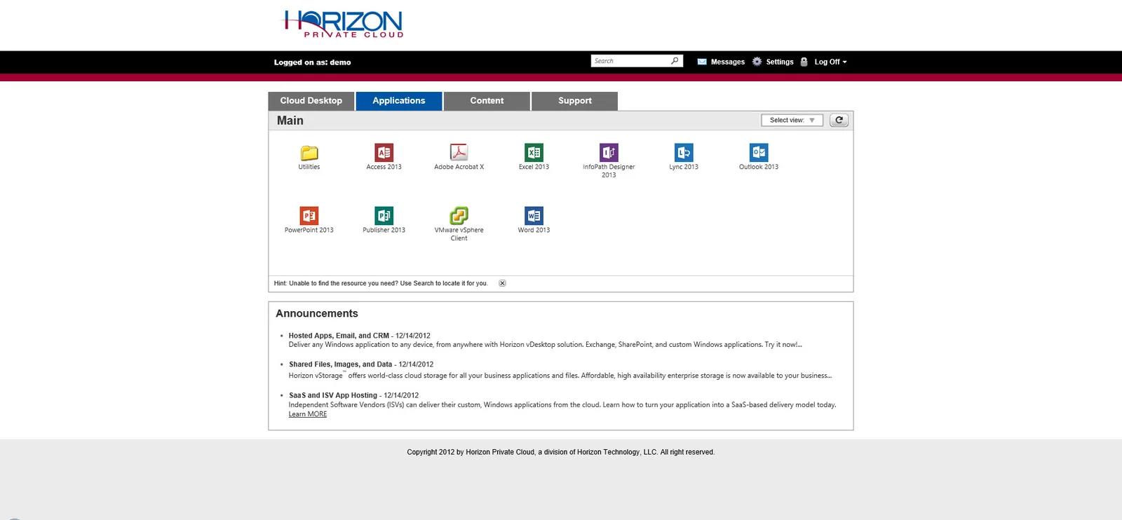 Horizon Private Cloud: Web Interface: Citrix Web Interface screenshot 2