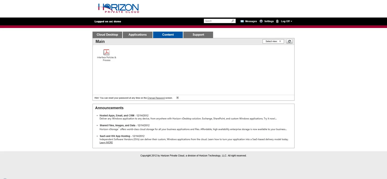 Horizon Private Cloud: Web Interface: Citrix Web Interface screenshot 4