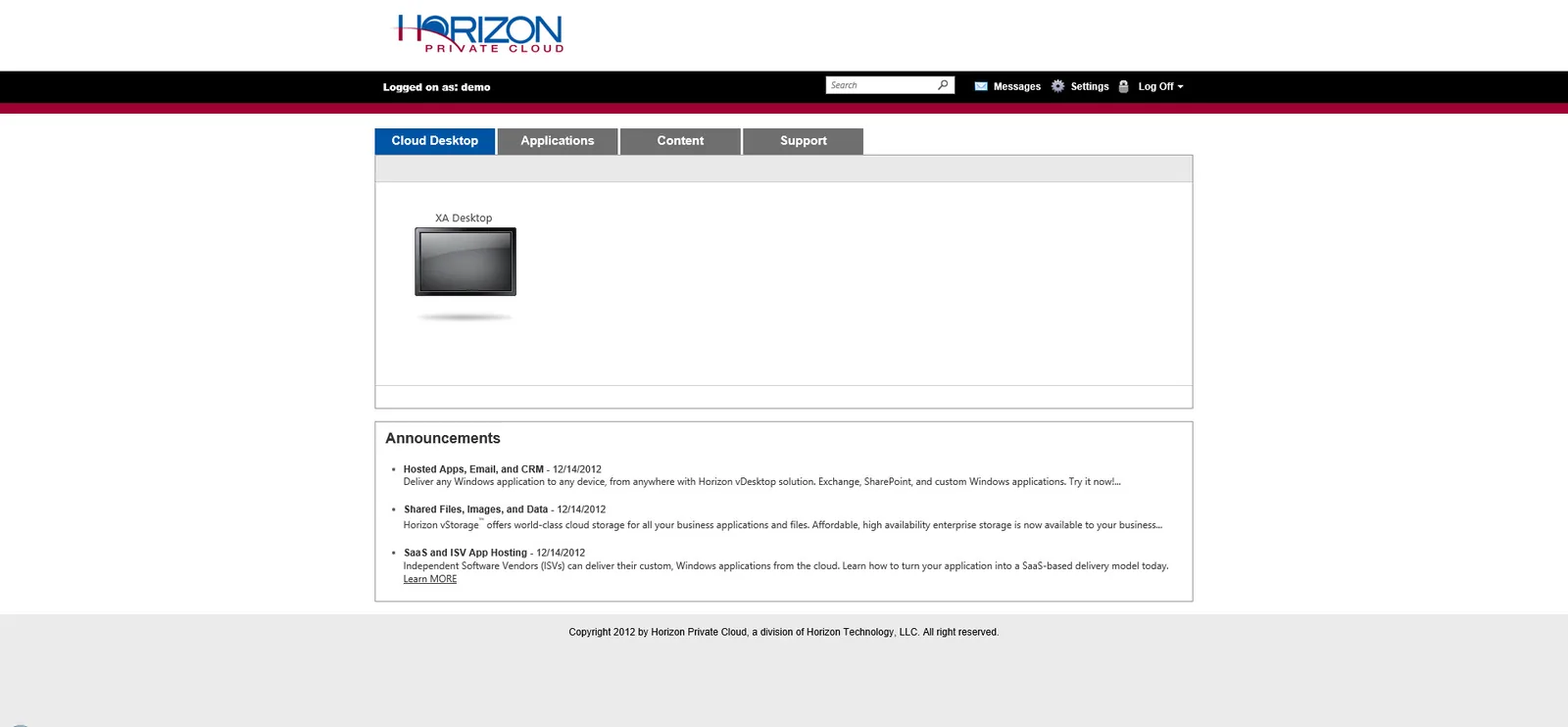 Horizon Private Cloud: Web Interface: Citrix Web Interface screenshot 3