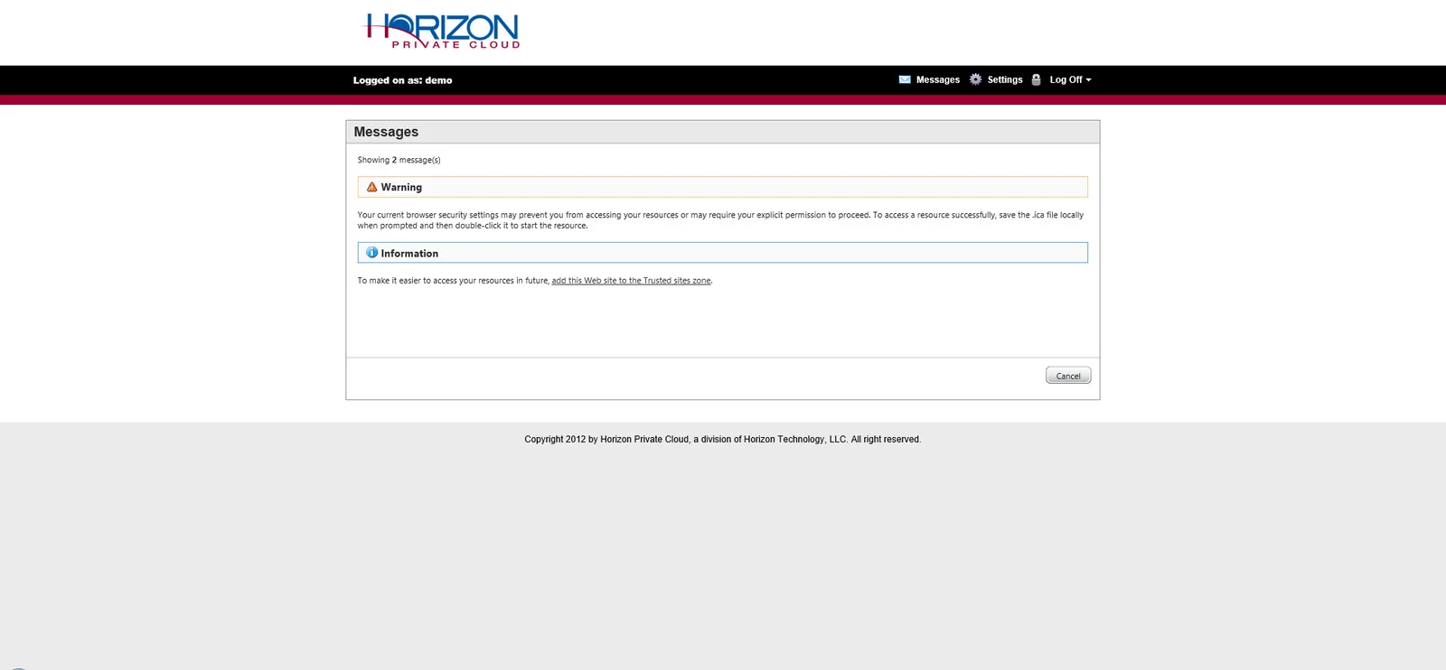 Horizon Private Cloud: Web Interface: Citrix Web Interface screenshot 5