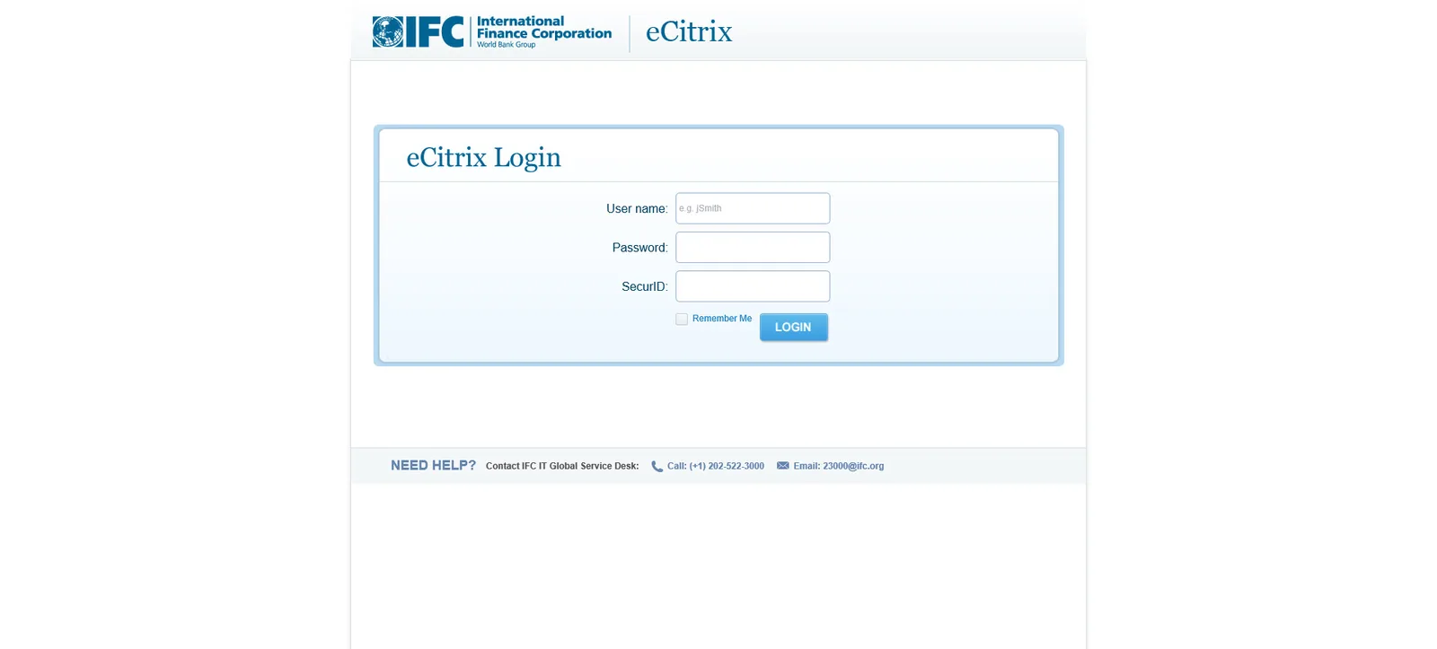 IFC: NetScaler: Citrix NetScaler login page