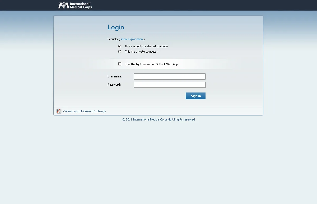 IMC: OWA: Microsoft OWA login page