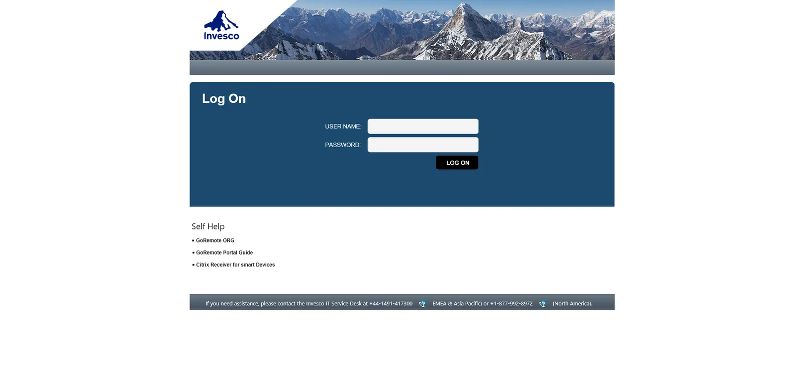 Invesco: NetScaler: Citrix NetScaler login page