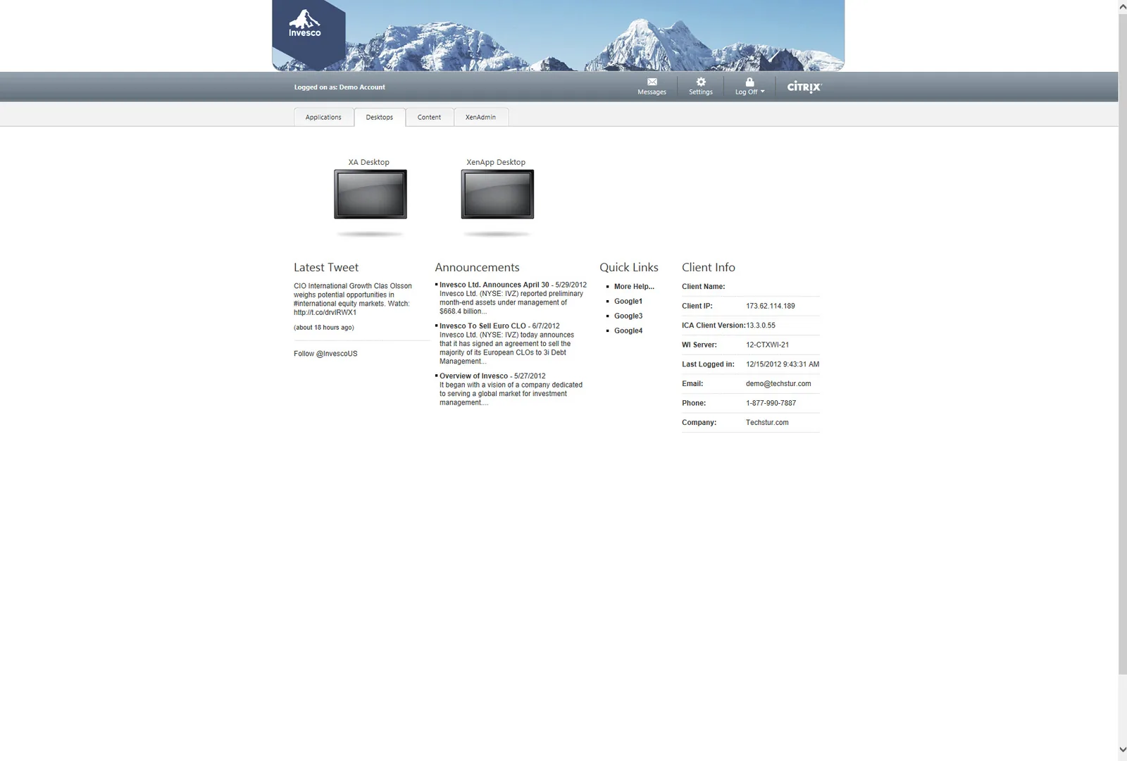 Invesco: Web Interface: Citrix Web Interface screenshot 3