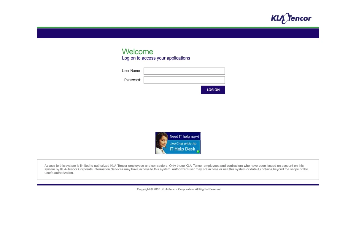 KLA Tencor: NetScaler: Citrix NetScaler login page