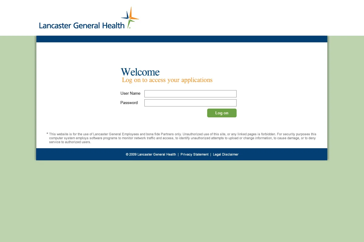 Lancaster General Health: NetScaler: Citrix NetScaler login page