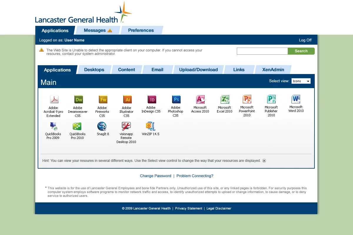 Lancaster General Health: Web Interface: Citrix Web Interface screenshot 2
