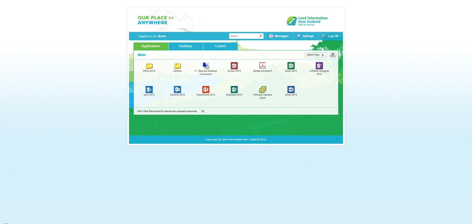 Land Information New Zealand: Web Interface: Citrix Web Interface screenshot 2