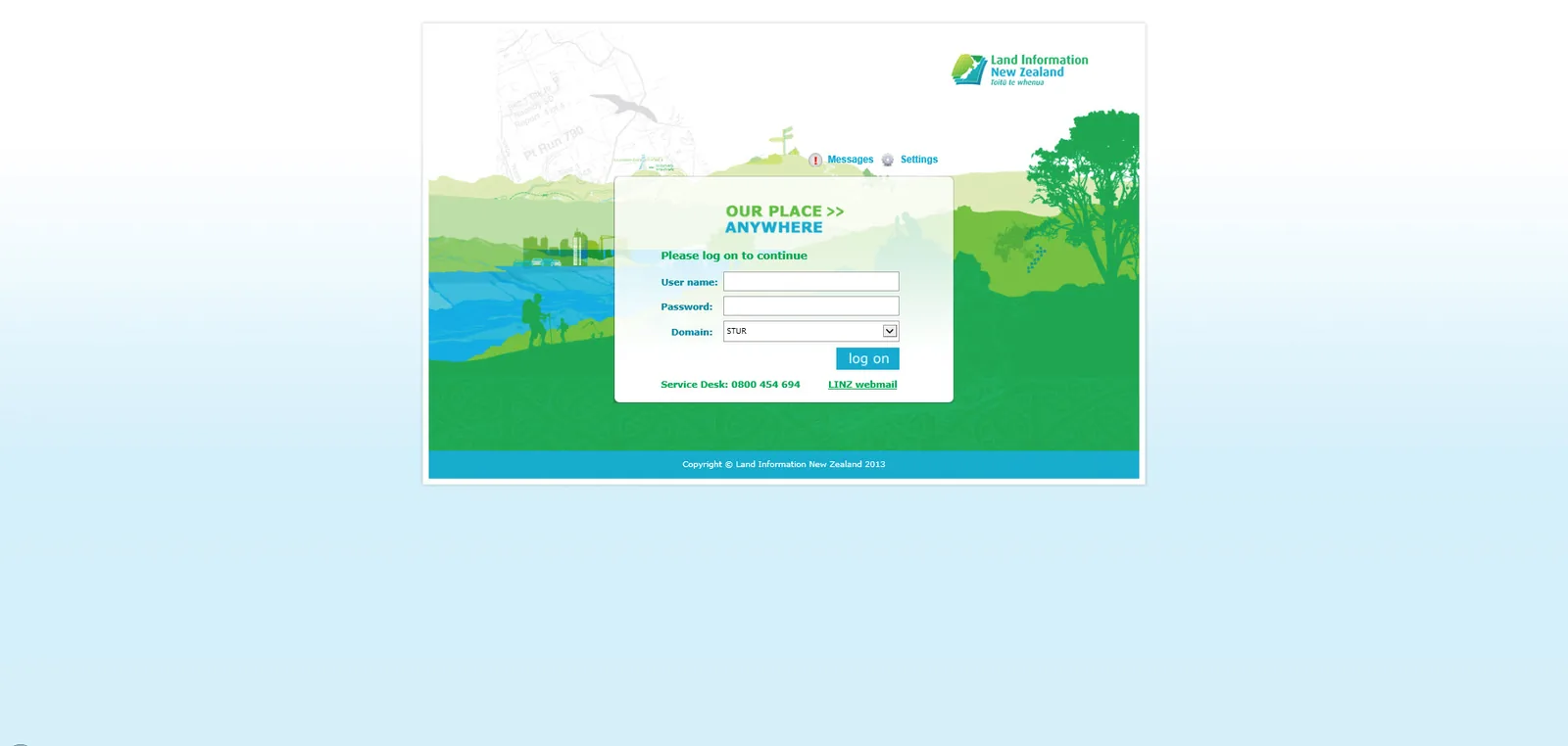 Land Information New Zealand: Web Interface: Citrix Web Interface login page