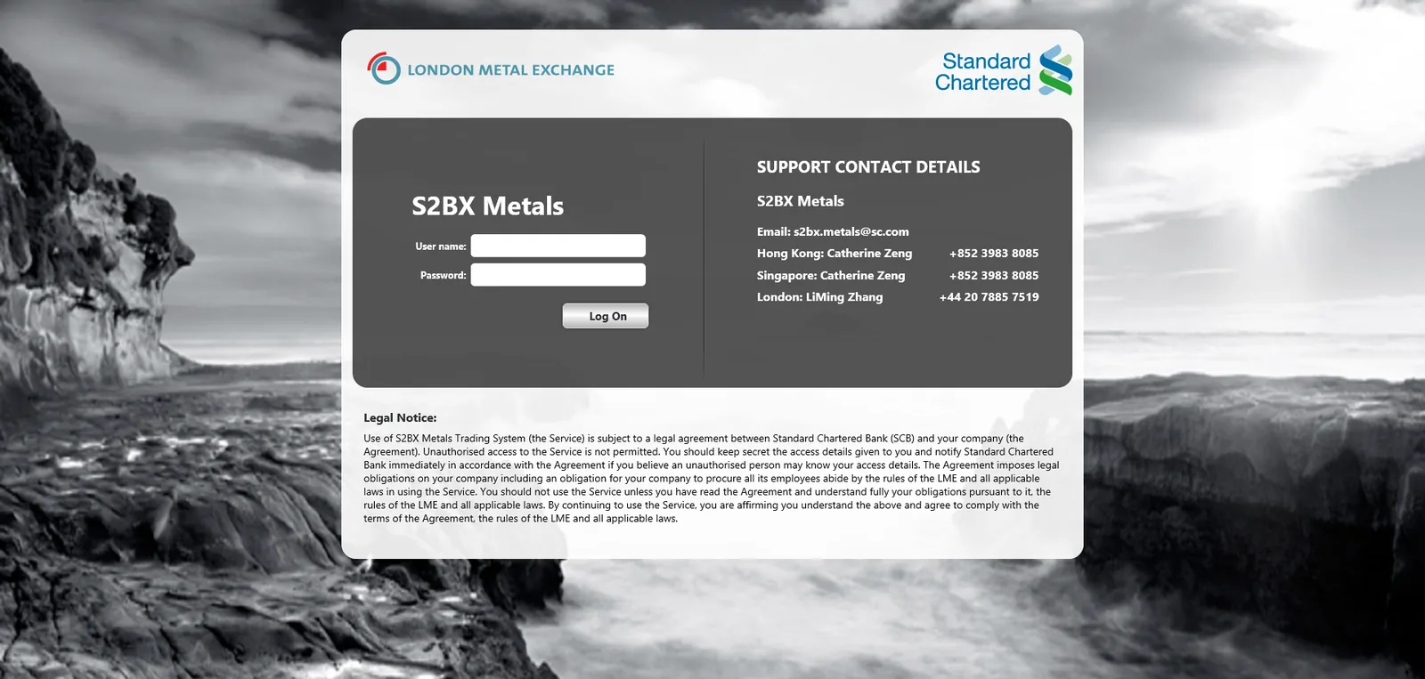 London Metal Exchange: Web Interface: Citrix Web Interface login page