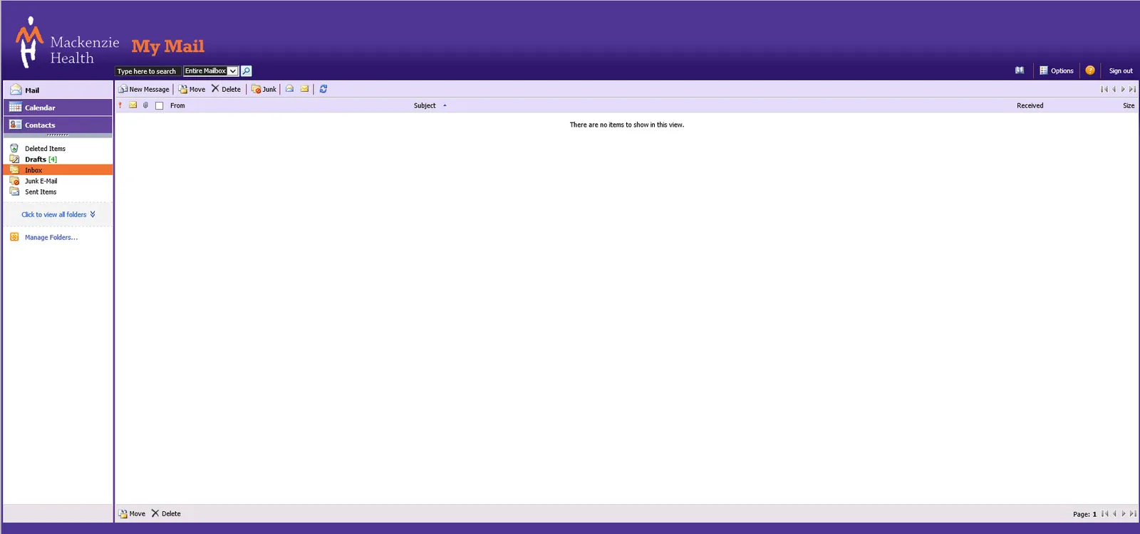Mackenzie Health: OWA: Microsoft OWA screenshot 2
