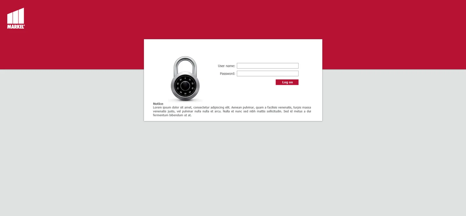 Markel: Web Interface: Citrix Web Interface login page