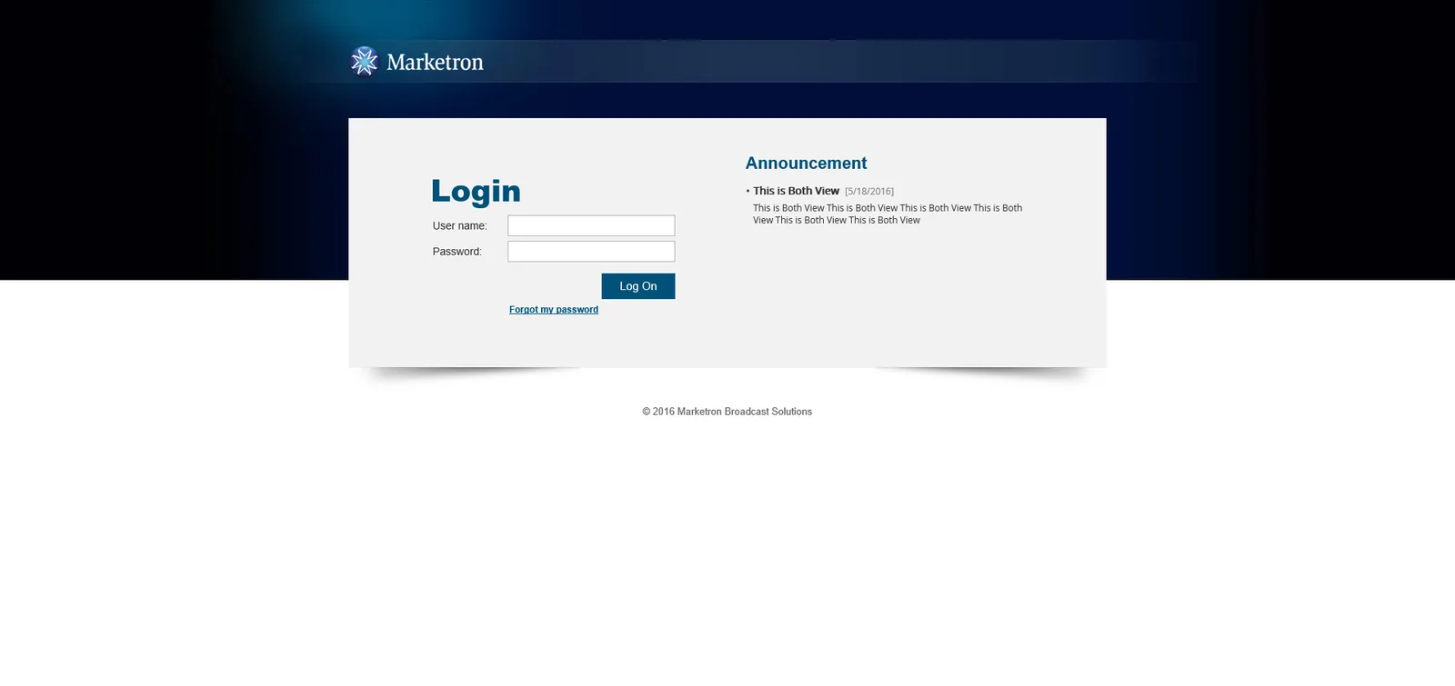 Marketron: StoreFront: Citrix StoreFront login page