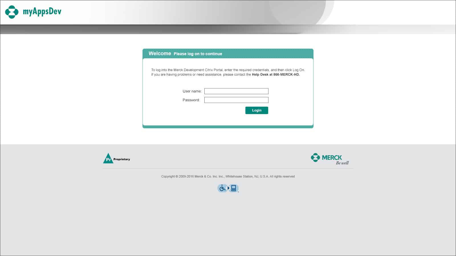 Merck: Citrix StoreFront login page