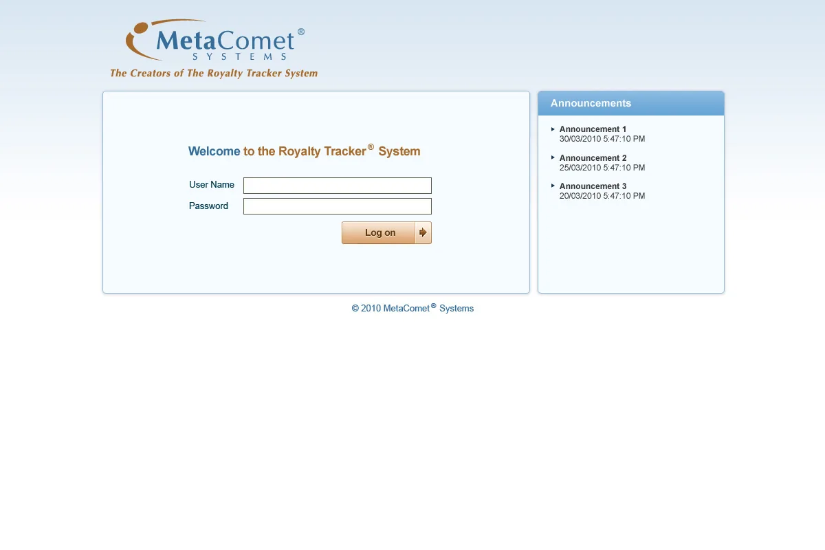 MetaComet Systems: Web Interface: Citrix Web Interface login page