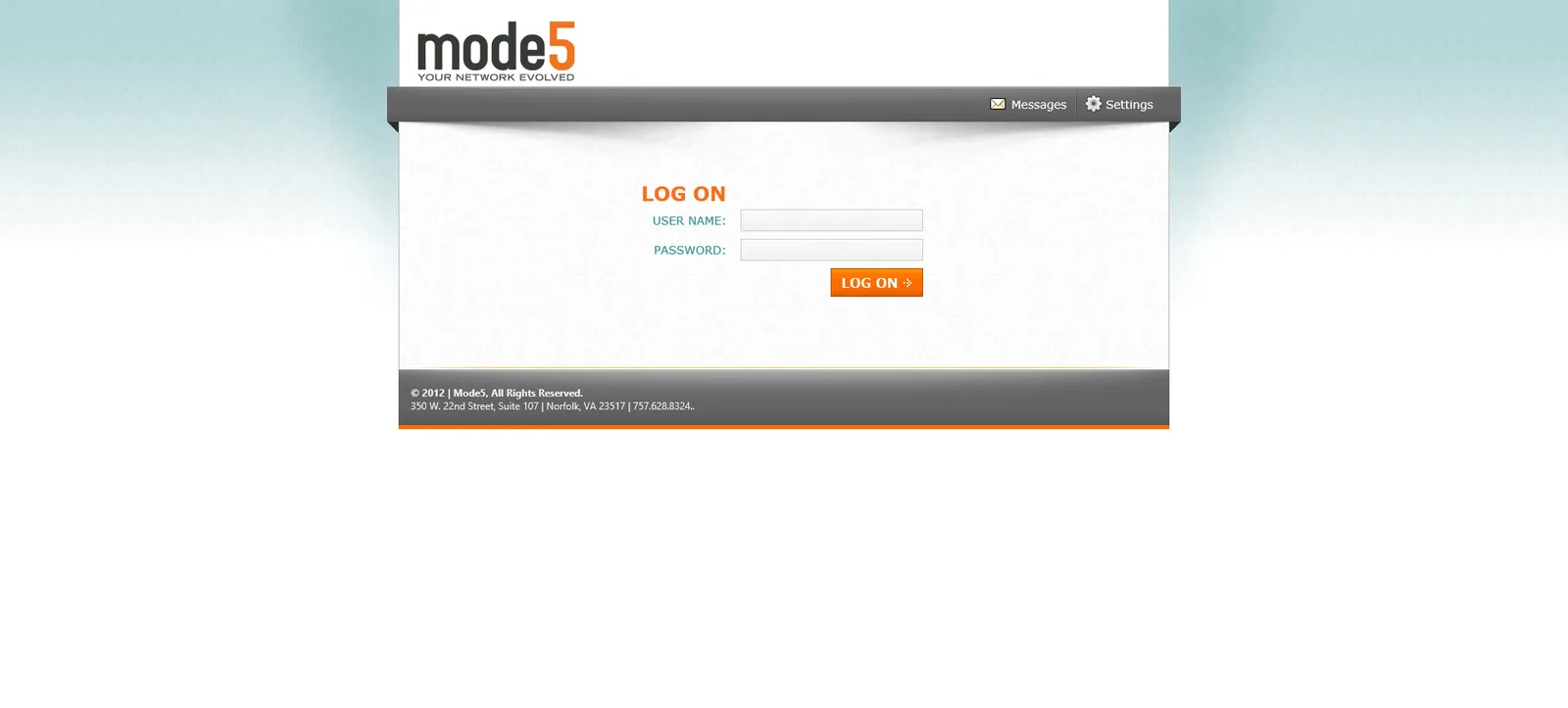 Mode5: Web Interface: Citrix Web Interface login page