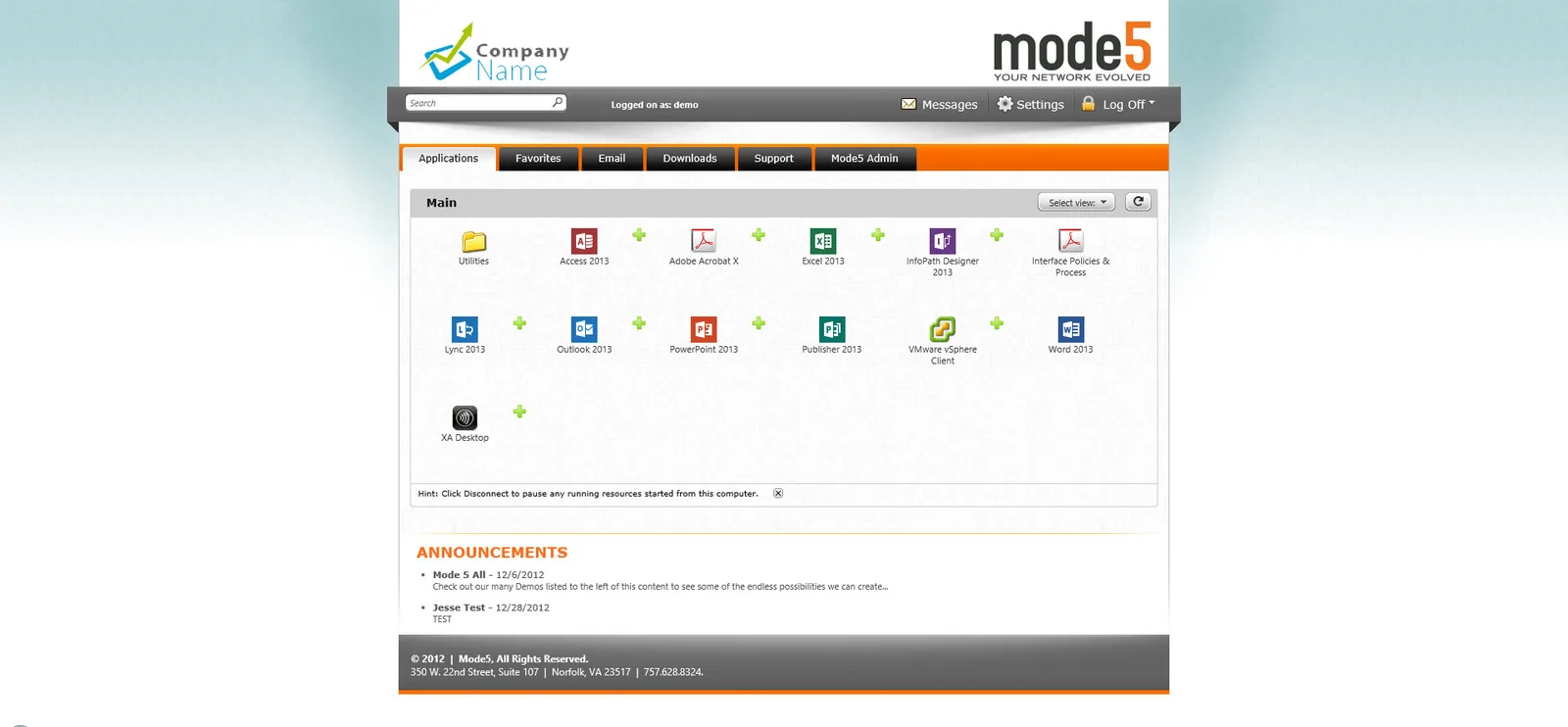 Mode5: Web Interface: Citrix Web Interface screenshot 3