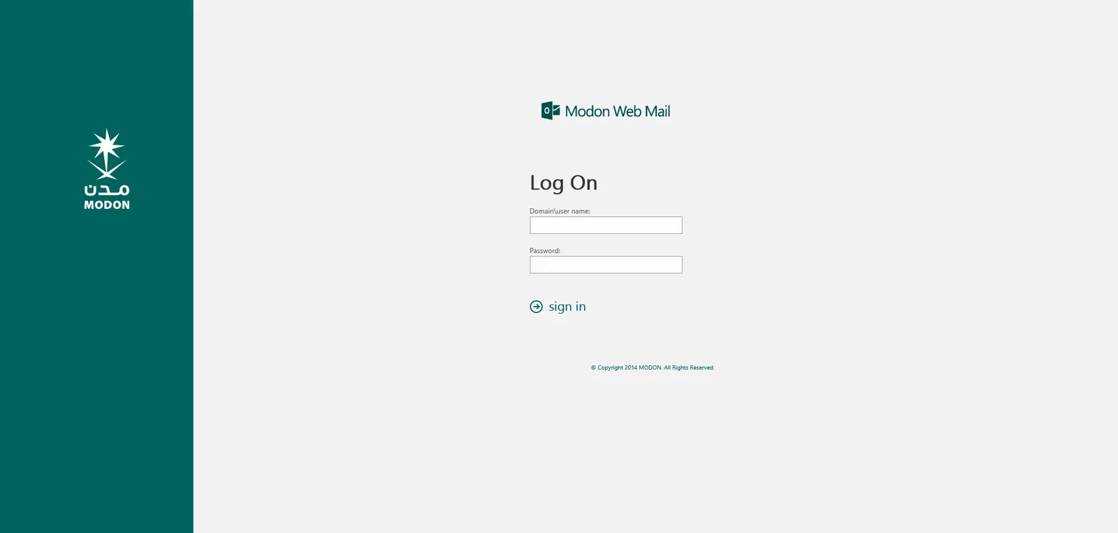 MODON: OWA: Microsoft OWA login page