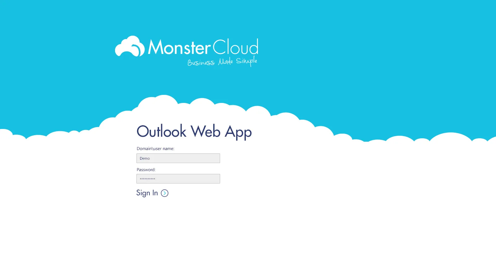 Monster Cloud: OWA: Microsoft OWA login page
