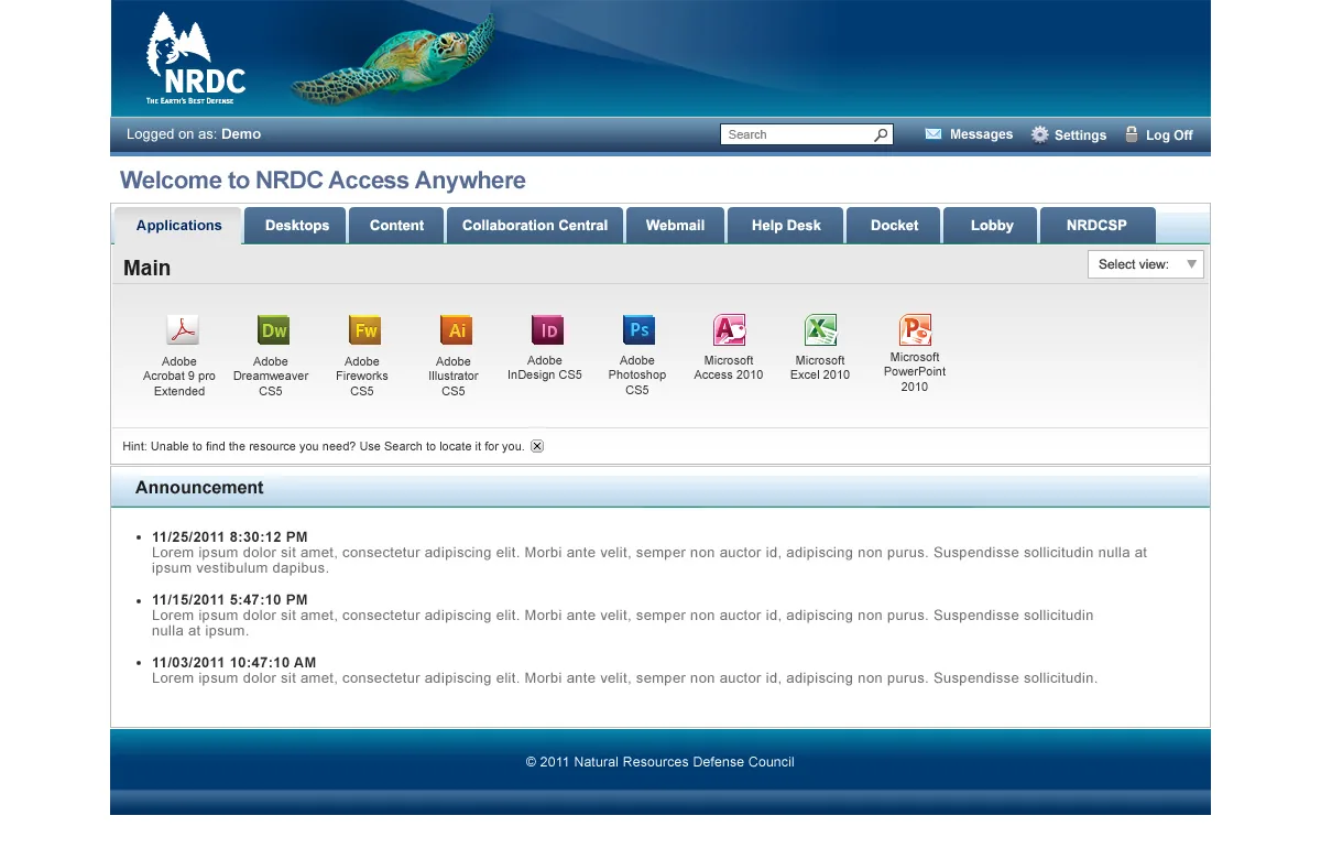 Natural Resources Defense Council: Web Interface: Citrix Web Interface screenshot 2