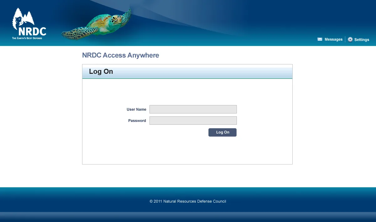 Natural Resources Defense Council: Web Interface: Citrix Web Interface login page