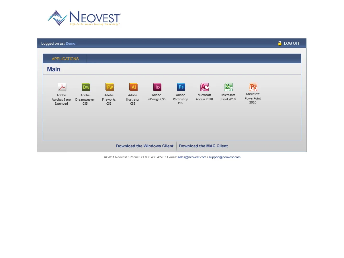 Neovest Inc: Web Interface: Citrix Web Interface screenshot 2