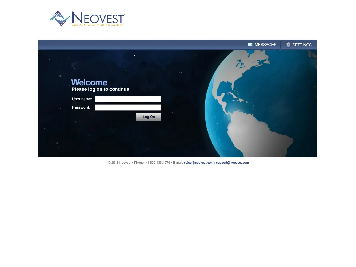 Neovest Inc: Web Interface: Citrix Web Interface login page