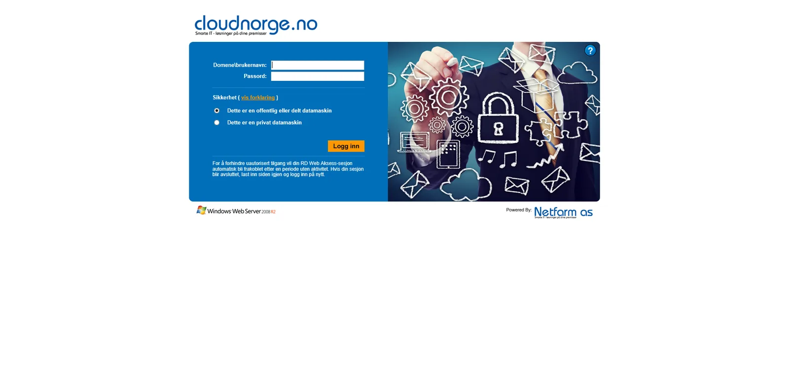 Netfarm: RD Web: Microsoft RD Web login page