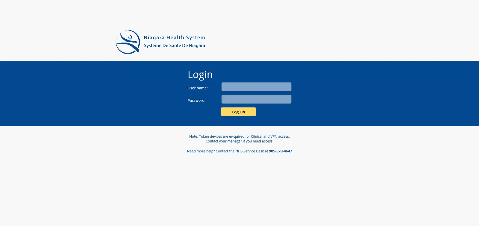 Niagara Health: StoreFront: Citrix StoreFront login page