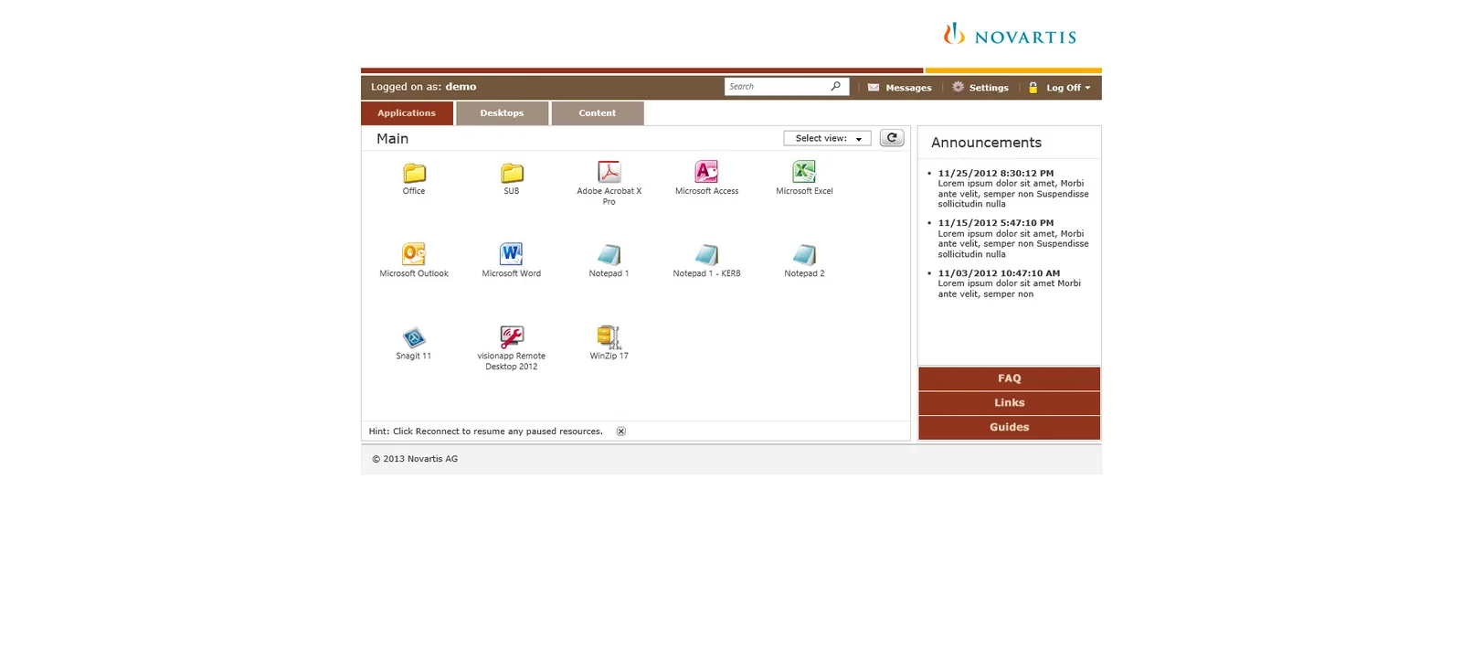 Novartis: Web Interface: Citrix Web Interface screenshot 2