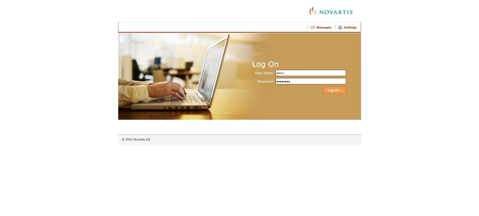Novartis: Web Interface: Citrix Web Interface login page