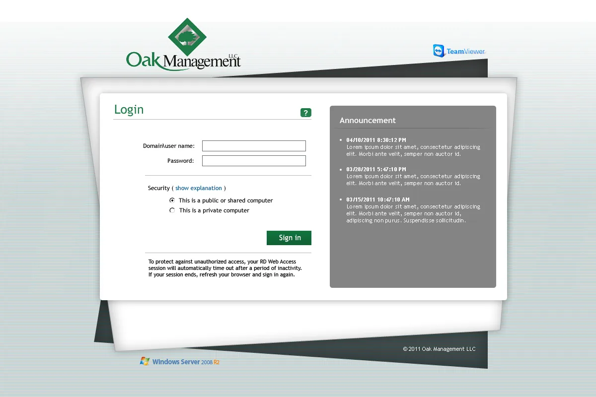 Oak Management: RD Web: Microsoft RD Web screenshot 3