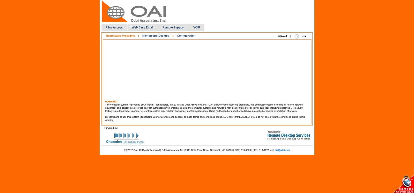 Odoi: RD Web: Microsoft RD Web screenshot 2