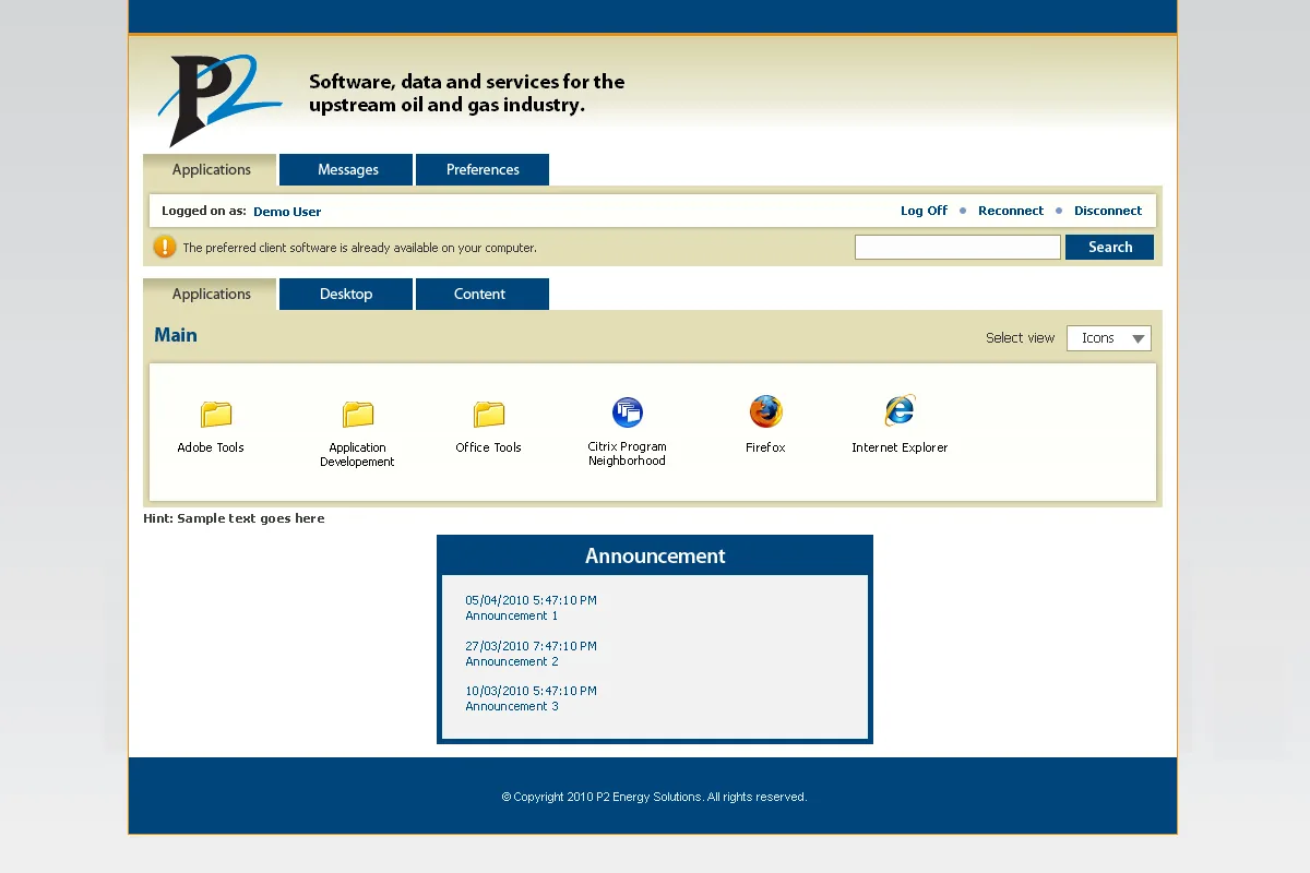 P2 Energy Solutions: Web Interface: Citrix Web Interface screenshot 2