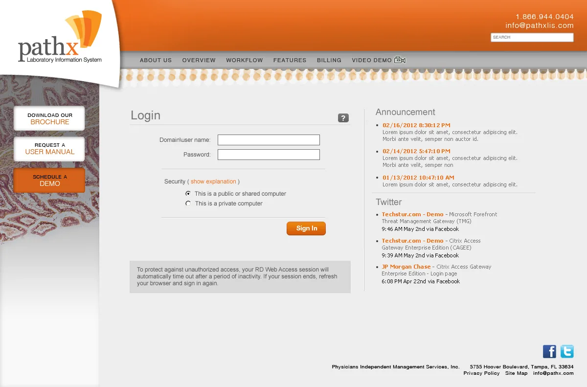 PathX: RD Web: Microsoft RD Web login page