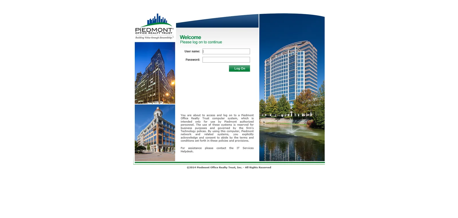 Piedmont Office Realty Trust: NetScaler: Citrix NetScaler login page