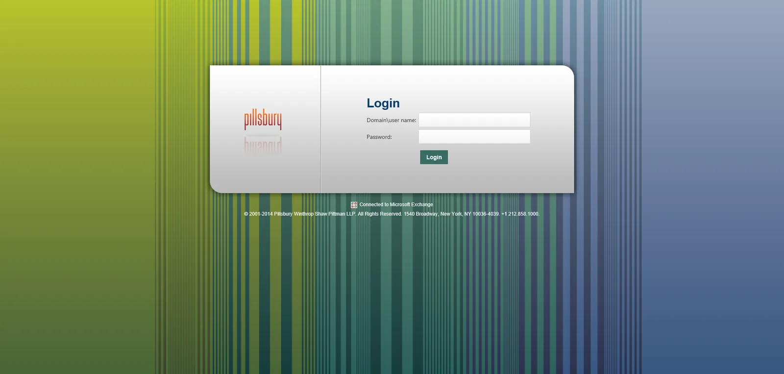 Pillsbury: OWA: Microsoft OWA login page