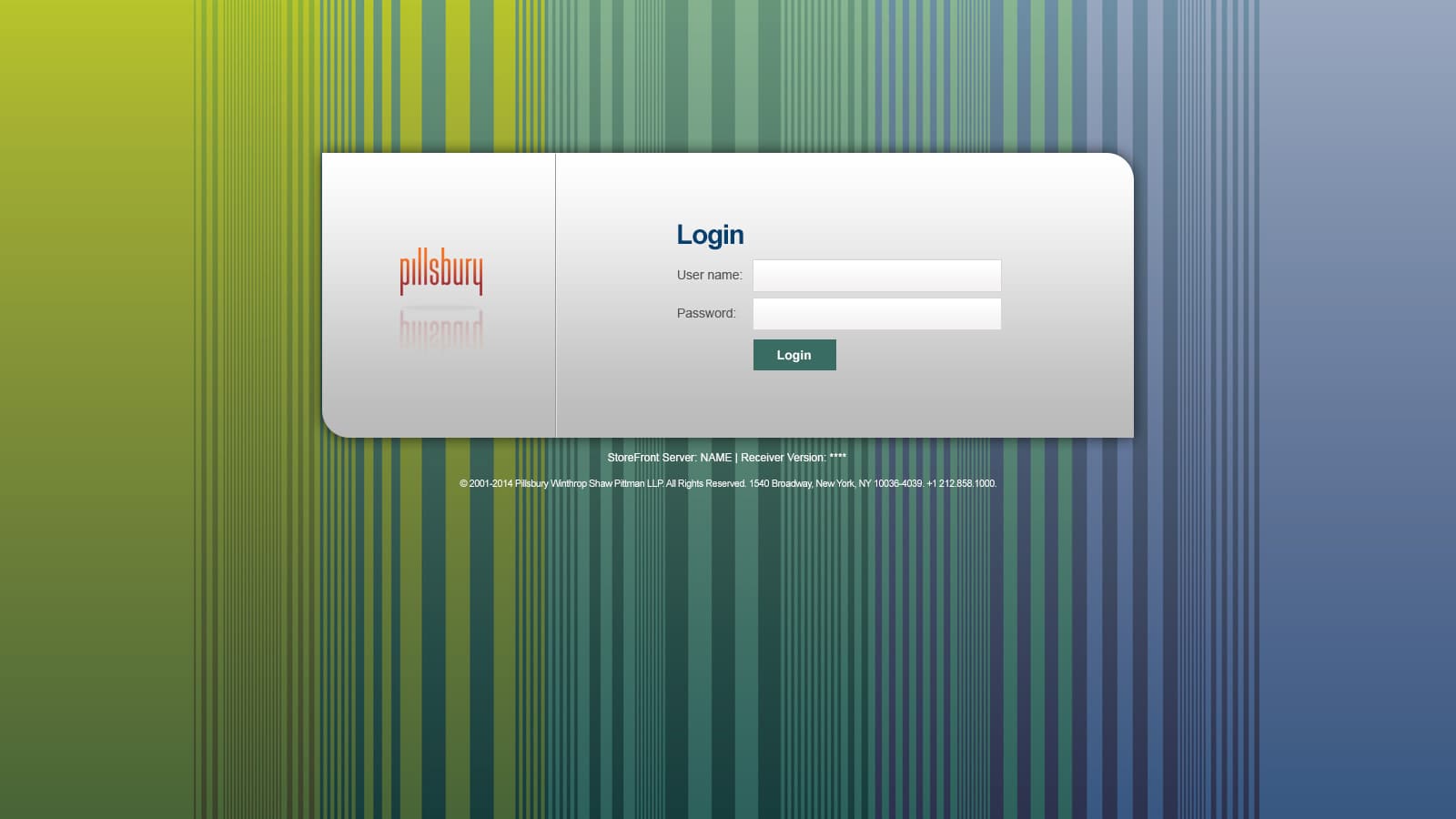Pillsbury: Citrix StoreFront login page
