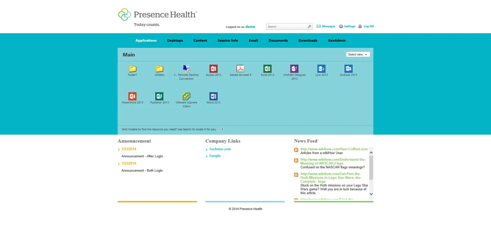 Presence Health: Web Interface: Citrix Web Interface screenshot 2