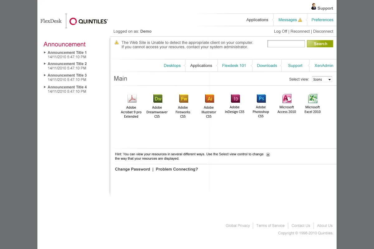 Quintiles: Web Interface: Citrix Web Interface screenshot 2