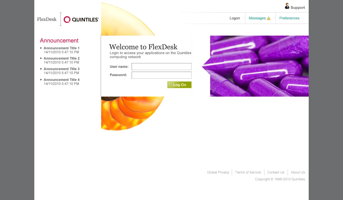 Quintiles: Web Interface: Citrix Web Interface login page
