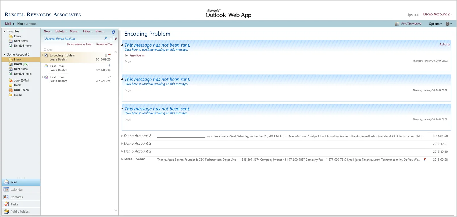 Russell Reynolds Associates: OWA: Microsoft OWA screenshot 3