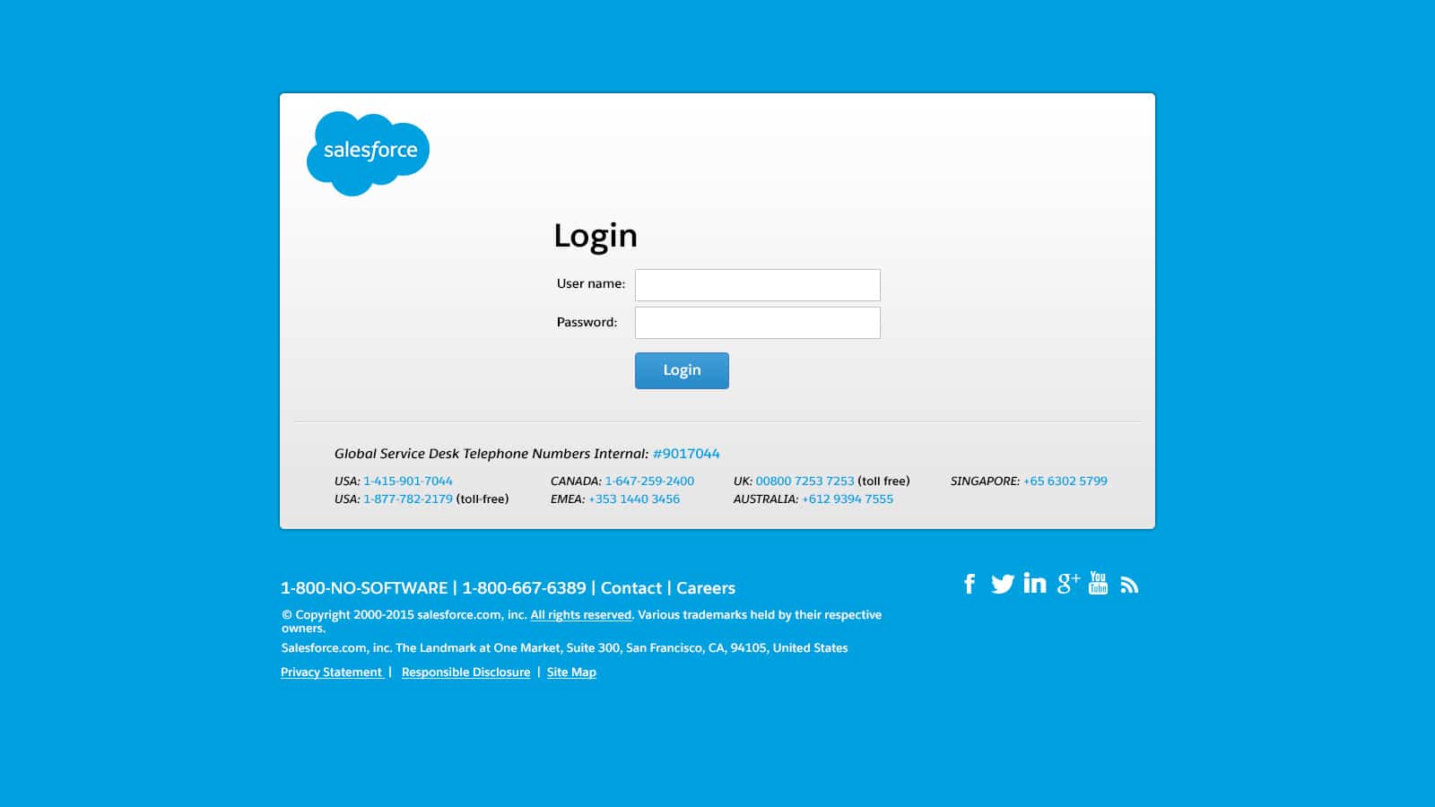 Salesforce: Citrix StoreFront login page