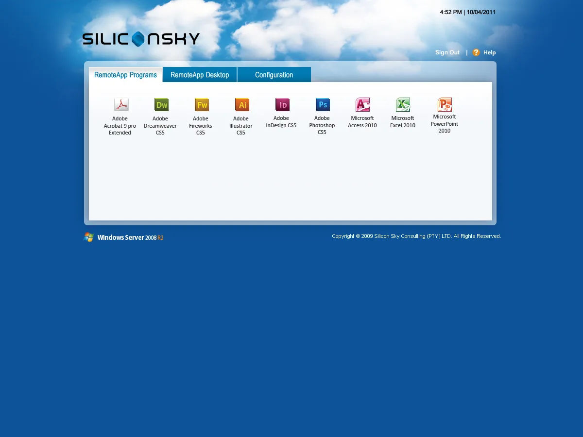 SiliconSky: RD Web: Microsoft RD Web screenshot 2