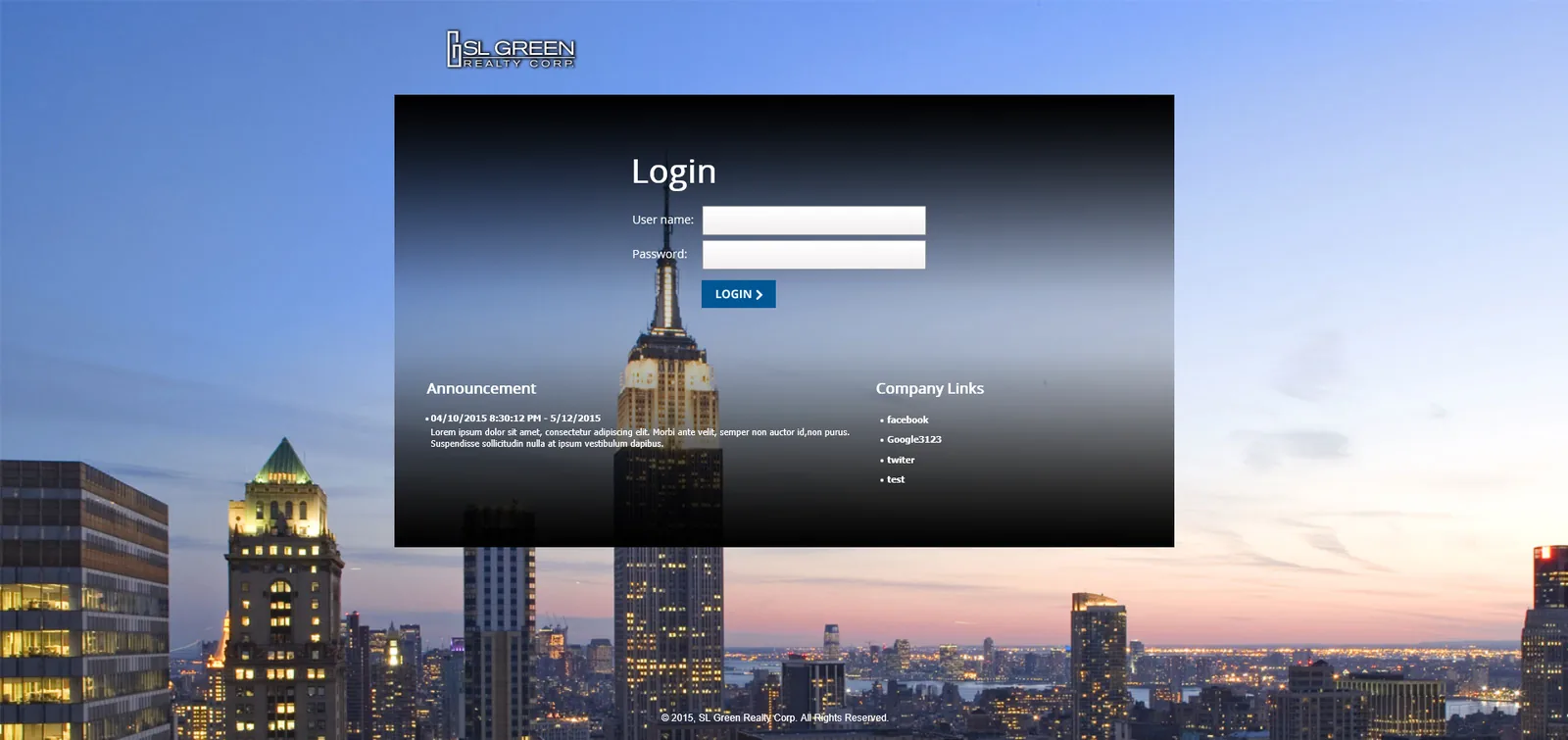 SL Green: StoreFront: Citrix StoreFront login page