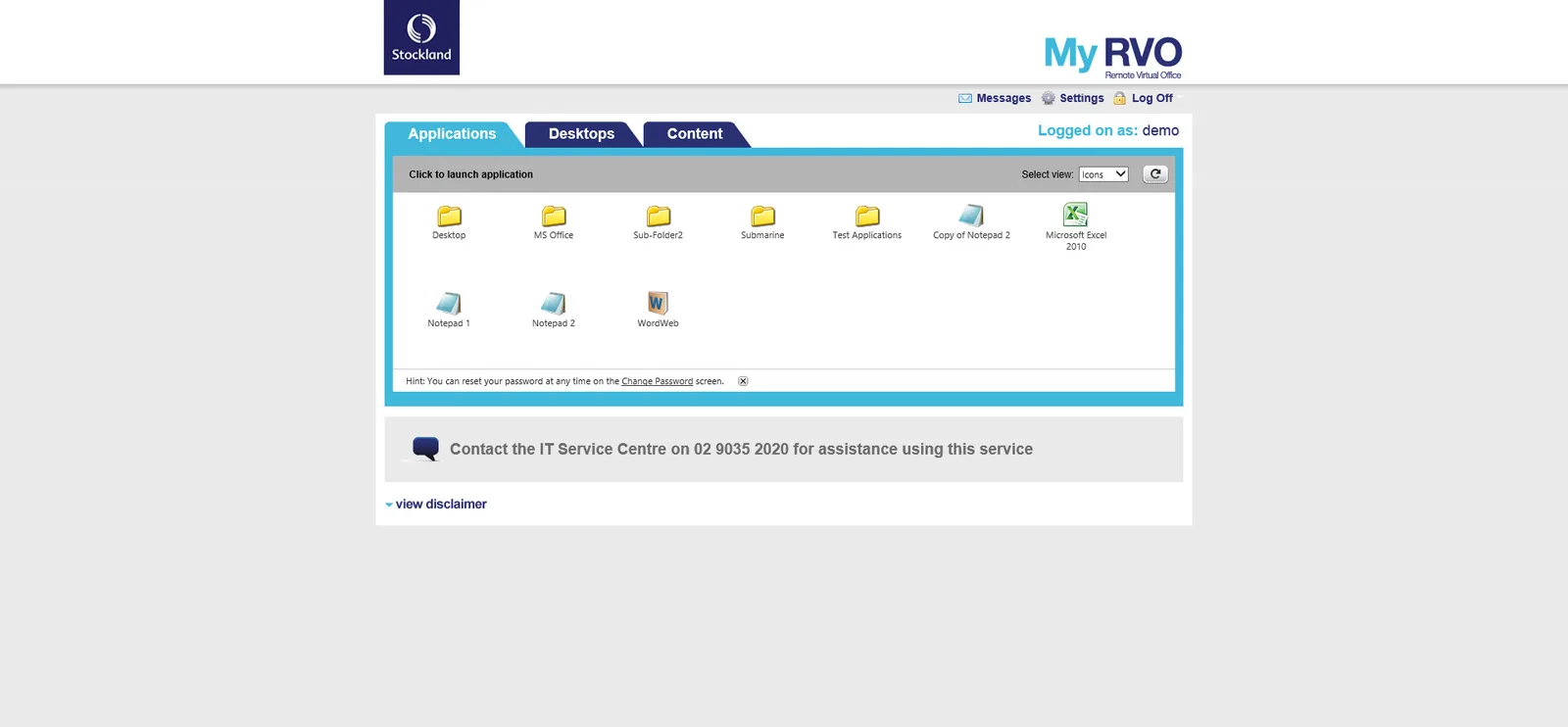 Stockland: Web Interface: Citrix Web Interface screenshot 2