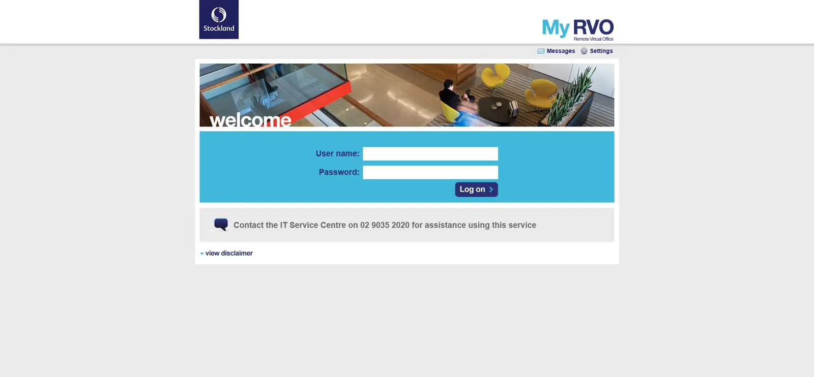 Stockland: Web Interface: Citrix Web Interface login page