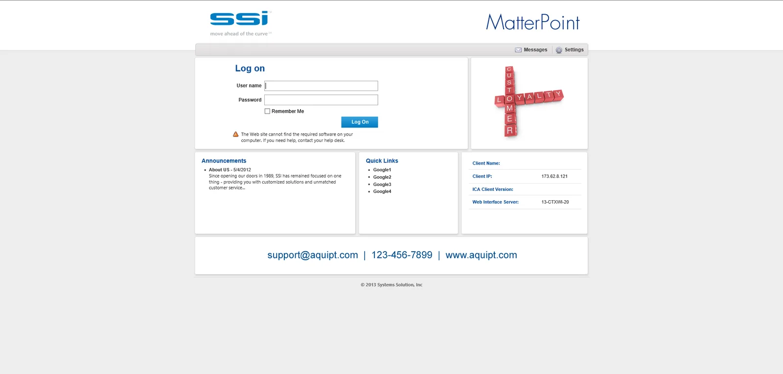 Systems Solution, Inc: Web Interface (Design 2): Citrix Web Interface login page