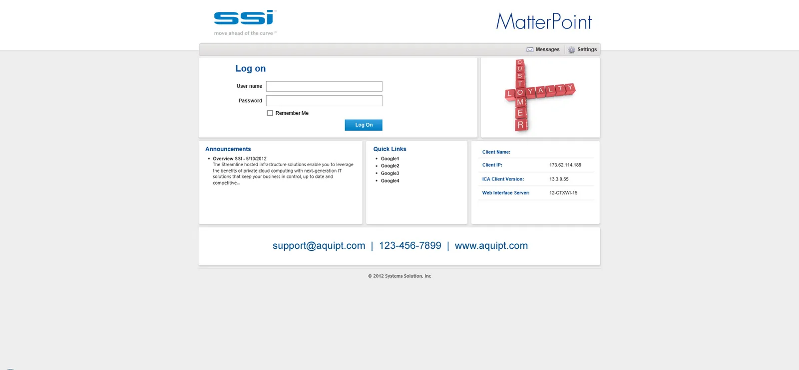 Systems Solution, Inc: Web Interface: Citrix Web Interface login page
