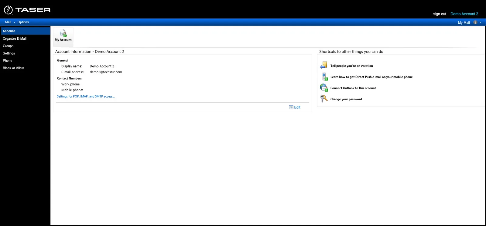 Taser International: OWA: Microsoft OWA screenshot 2